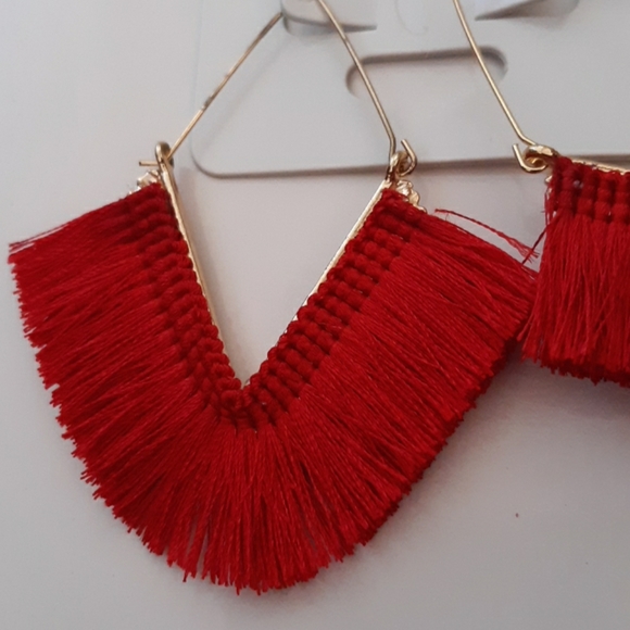 Fashion Jewelry Red Fringe Earrings - Picture 9 of 10